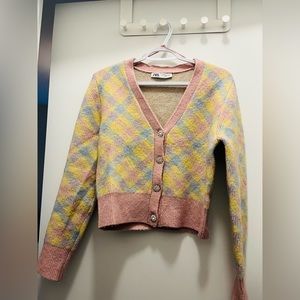 Zara cropped button sweater size M